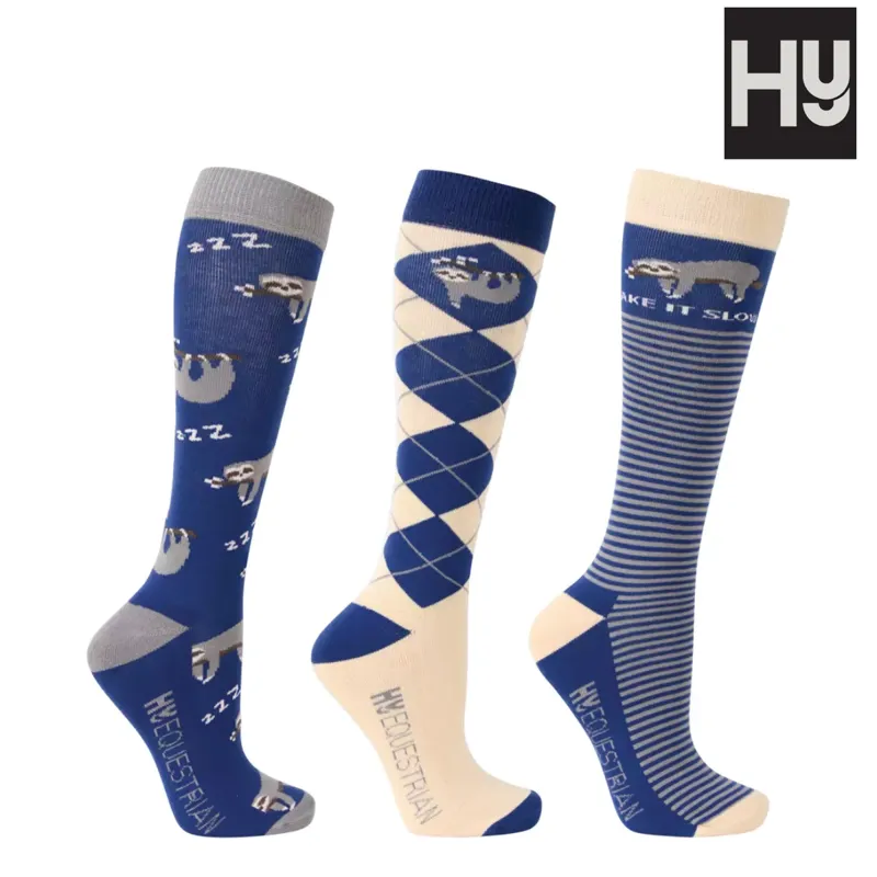 Hy Equestrian Slow Sloth Socks Pack of 3